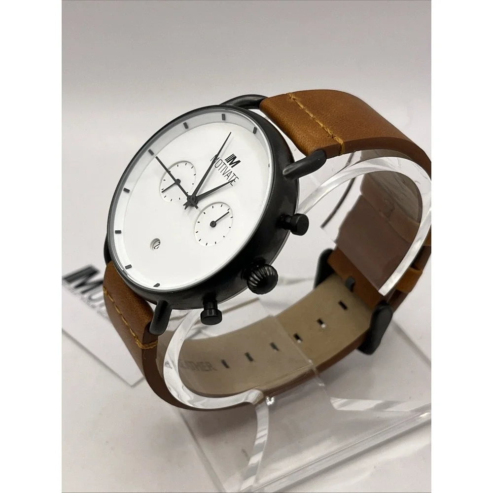 Motivate The Scottie Men's Quartz Watch Leather Band 42mm Case-‎ New Battery